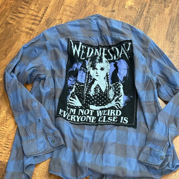 NWT UpCycled Graphic Flannel Wednesday themed graphic flannel size 2XL - Picture 3 of 8